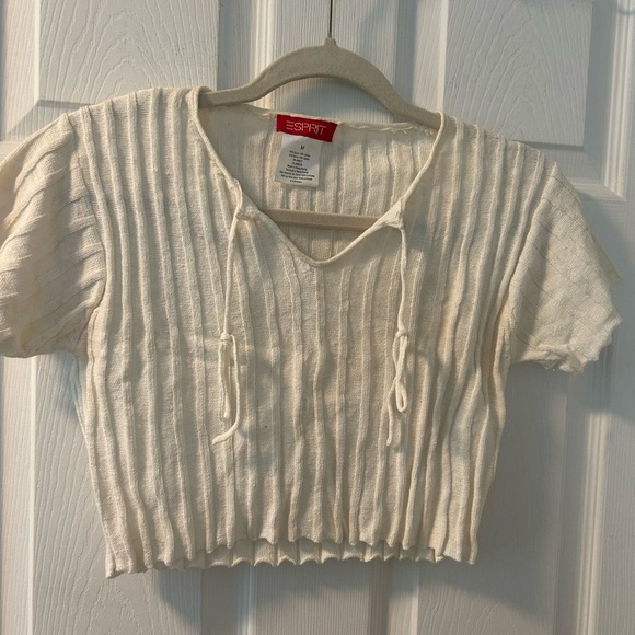 90s vintage Esprit Cream Ribbed Knit Top - Picture 1 of 3